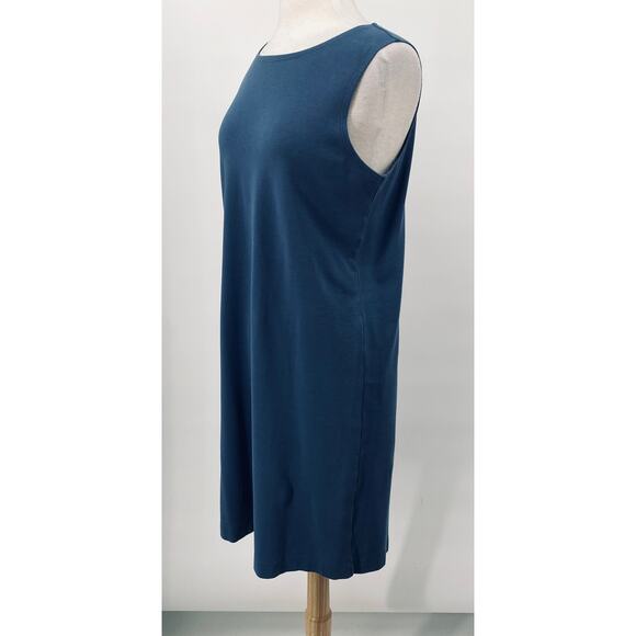Patagonia Organic Cotton Stretch Knit Dress Sleeveless Boatneck Slate Blue Large - Picture 4 of 8